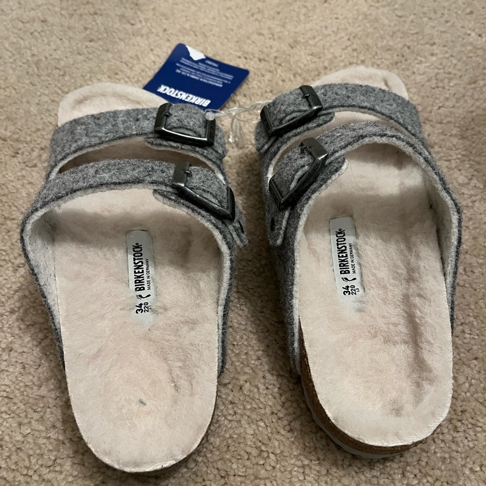 Birkenstock grey wool sandals/slippers size 34 - Picture 2 of 6